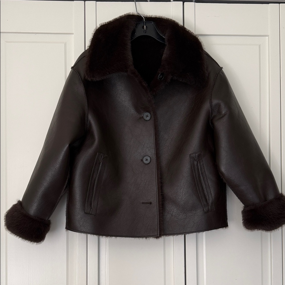 Dark Brown Faux Fur Lined Jacket